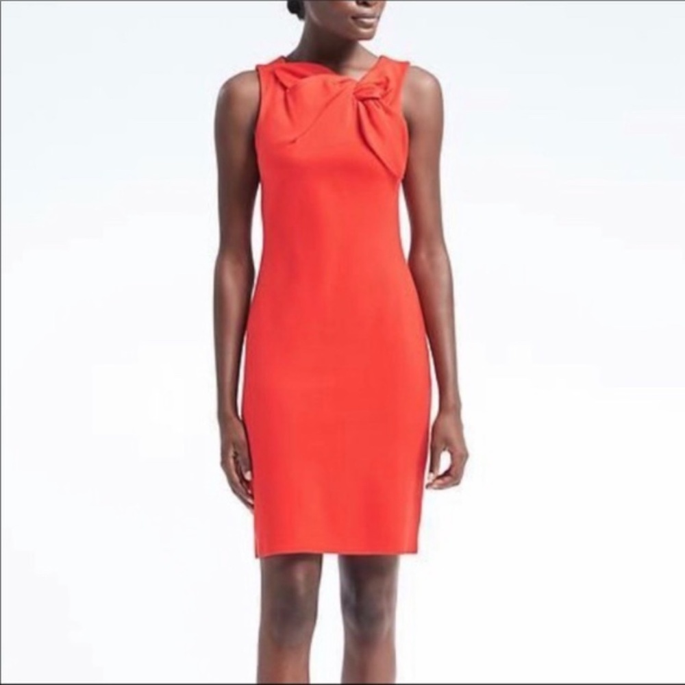 BANANA REPUBLIC BOW NECK PONTE SHEATH DRESS 6P